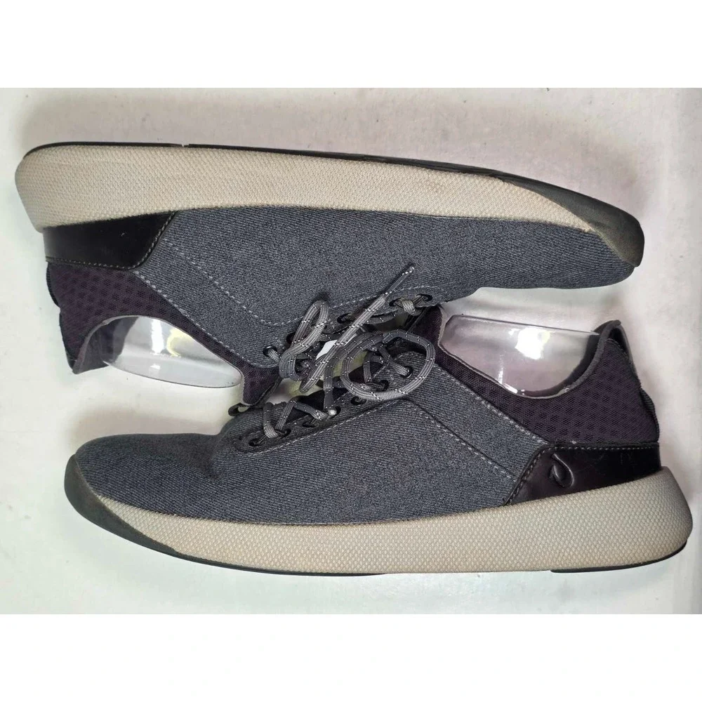 Olukai‎ Nanea Li Men's Sneakers Size 9.5 Gray Black Lace Up Casual Comfort Shoes